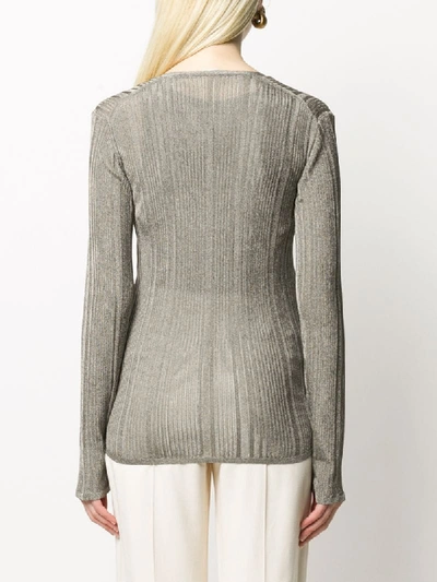 Shop The Row Ribbed Fine Knit Cardigan In Metallic