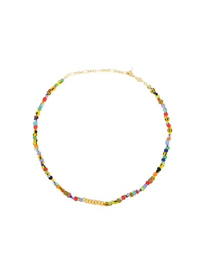 Shop Anni Lu 18kt Gold-plated Alaia Beaded Necklace In Yellow