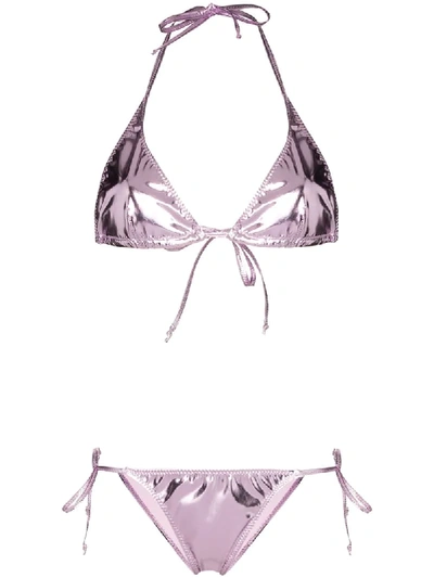 Shop Lisa Marie Fernandez Triangle Bikini Set In Purple