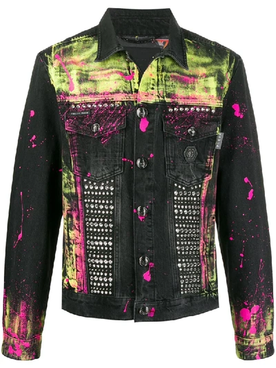 Shop Philipp Plein Gothic Plein Denim Jacket In Black