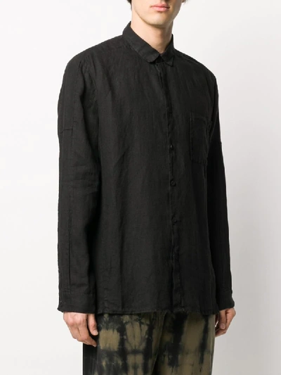 Shop Transit Chest Pocket Linen Shirt In Black
