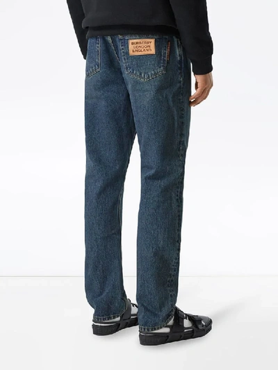 Shop Burberry Straight Fit Washed Jeans In Blue