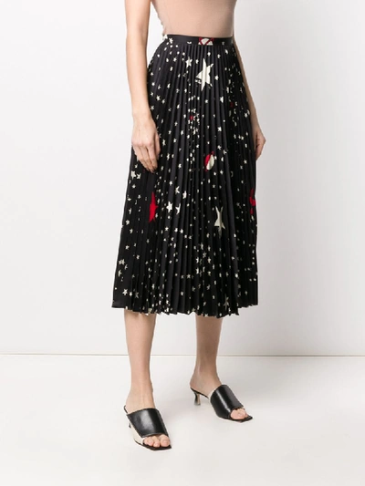 Shop Valentino Optical Cosmo Pleated Skirt In Black