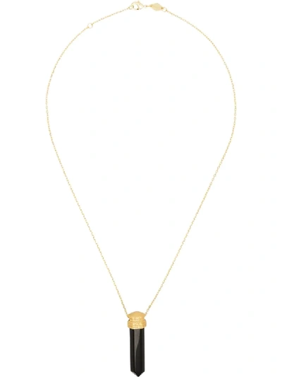 Shop Anni Lu 18kt Gold-plated L.a. Spirit Onyx Pendant Necklace