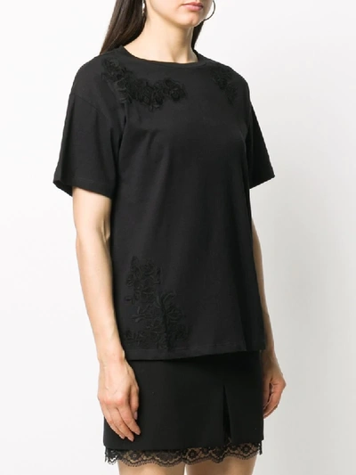 Shop Ermanno Ermanno Lace Embroidered T-shirt In Black