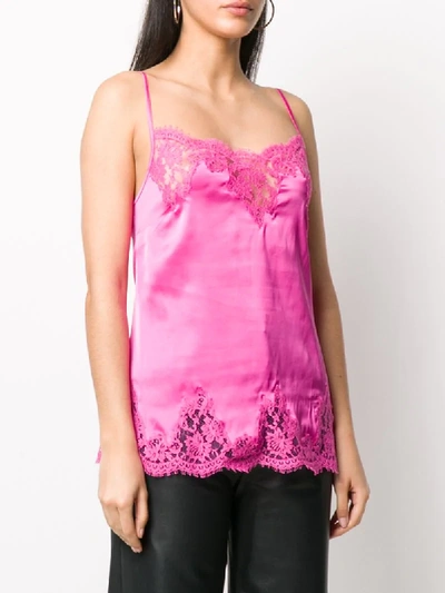 Shop Ermanno Ermanno Lace-panel Vest In Pink