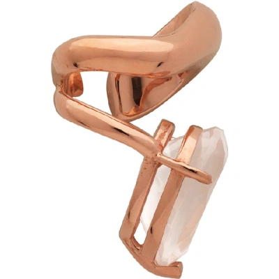 Shop Alan Crocetti Gold And Pink Single Right Alien Ear Cuff In Rose Gold