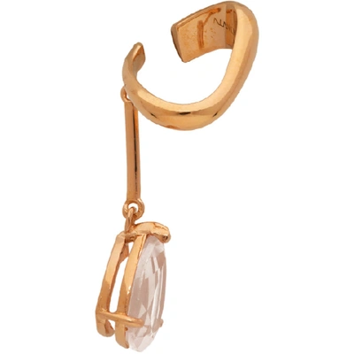 Shop Alan Crocetti Ssense Exclusive Gold And Pink Single Amethyst Drop Ear Cuff In Rose Gold