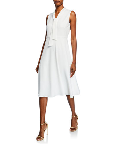 white fit and flare midi dress