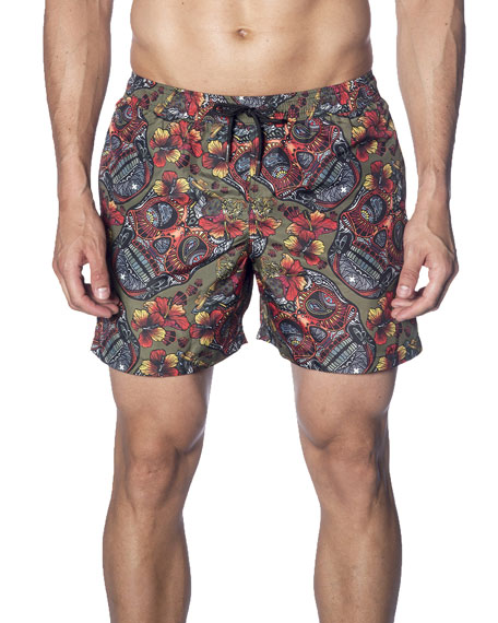 mens skull swim trunks