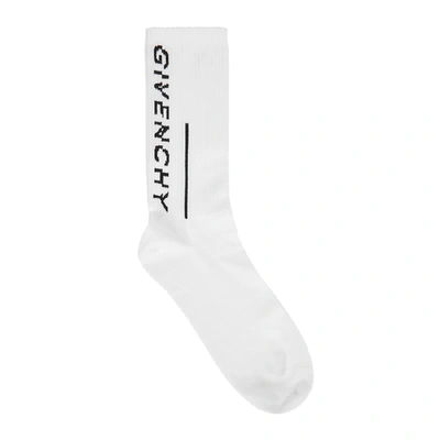 Shop Givenchy White Logo Cotton-blend Socks In White And Black