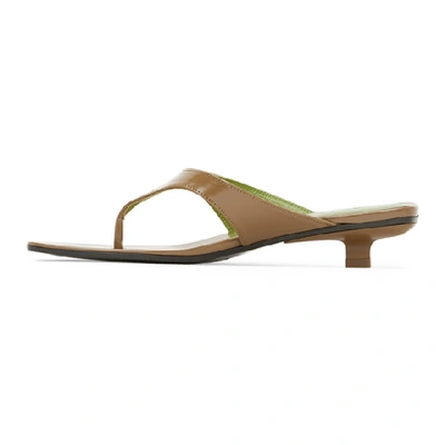 Shop By Far Tan Semi-patent Leather Jack Heeled Sandals In Tn Tan