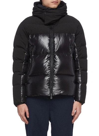 Moncler 'blanc' Detachable Hood Contrast Panel Down Puffer Jacket In Black  | ModeSens