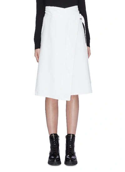 Shop Moncler Buckled Wrap Skirt In White