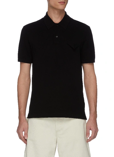 Shop Bottega Veneta Triangle Fold Polo Shirt In Black