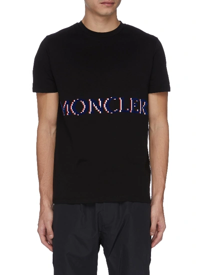 Shop Moncler Pixelated Logo Print T-shirt In Black