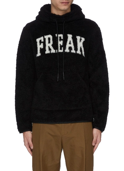 Moncler 'freak' Slogan Intarsia Fleece Hoodie In Black | ModeSens
