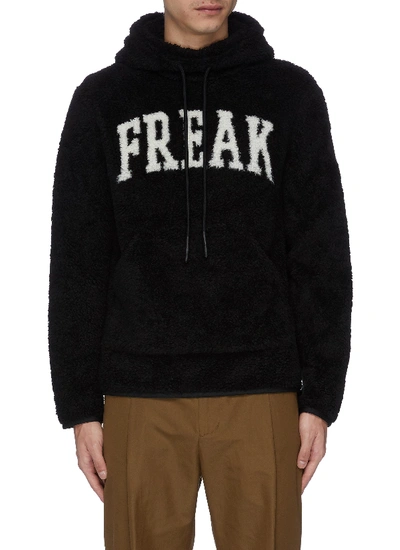 Moncler freak Slogan Intarsia Fleece Hoodie In Black ModeSens