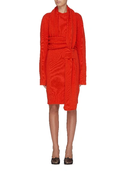 Shop Bottega Veneta 'intercciato' Interlock Sash Knit Dress In Red