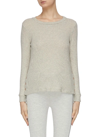 Shop Beyond Yoga 'your Line' Button Side Ribbed Sweater In Neutral