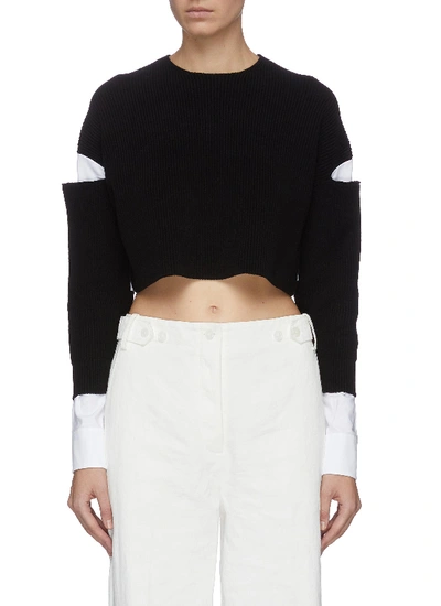 Shop Alexander Wang T Shirt Panel Cropped Sweater In Black