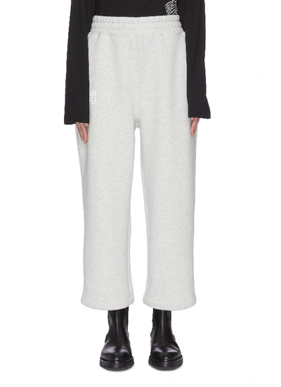 Shop Alexander Wang T Dense Fleece Oversized Logo Print Sweatpants In Grey