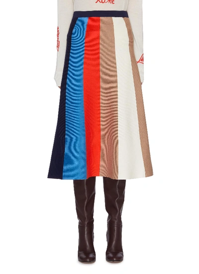 Shop Victoria Victoria Beckham Colourblock Stripe A Line Skirt In Multi-colour