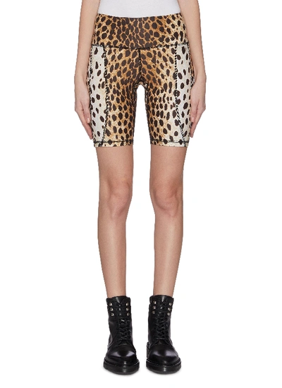 Shop R13 Leopard Print Engineered Biker Shorts In Brown