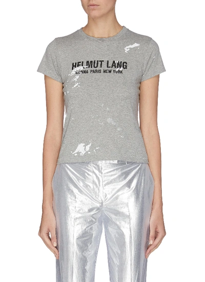 Shop Helmut Lang 'baby' Logo Print Paint Splatter T-shirt In Grey