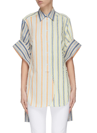 Shop Jw Anderson 'parasol' Drape Tabs Stripe Shirt In Multi-colour