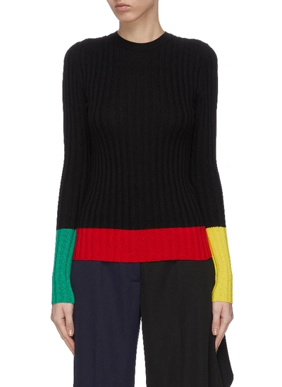 Shop Jw Anderson Colourblock Merino Wool Rib Sweater In Black