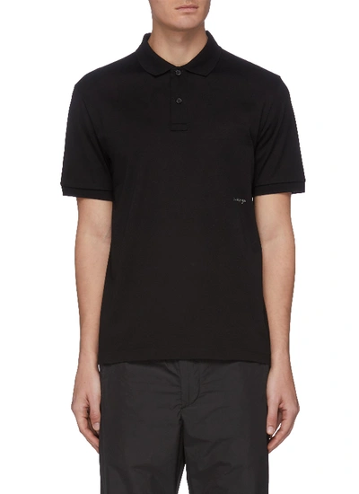 Shop Bottega Veneta Logo Embroidered Polo Shirt In Black