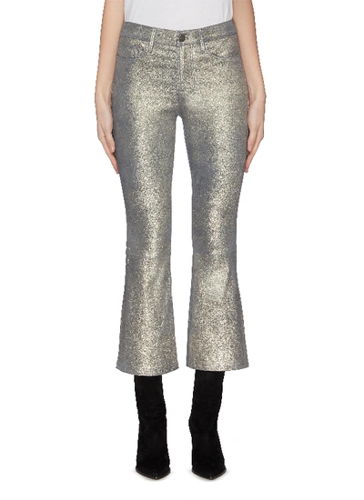 Shop Frame 'le Crop' Leather Flared Jeans In Metallic