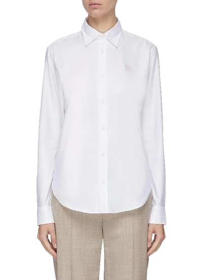 Shop Acne Studios Face Patch Oxford Shirt In White