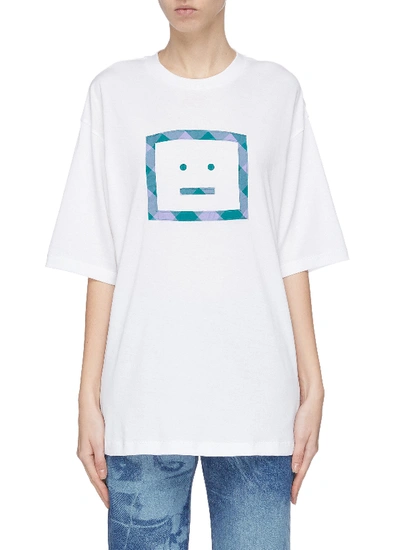 Shop Acne Studios Face Print Oversized T-shirt In White
