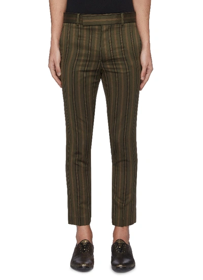 Shop Haider Ackermann Stripe Slim Fit Tailored Pants In Green,multi-colour