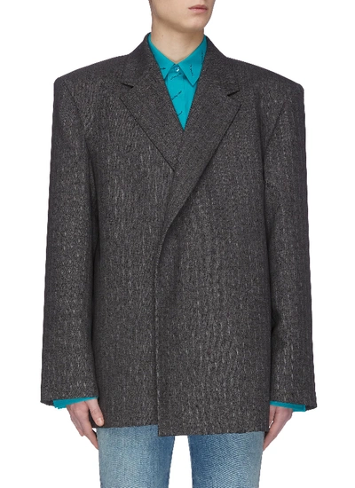 Shop Balenciaga Prince Of Wales Check Oversized Blazer In Grey