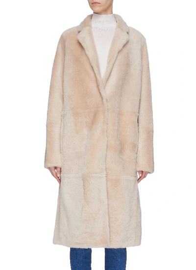 Shop Yves Salomon 'lacon' Lambskin Leather Fur Coat In Pink
