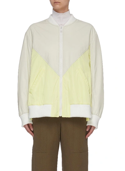 Shop Yves Salomon Colourblock Lambskin Leather Nylon Jacket In Multi-colour