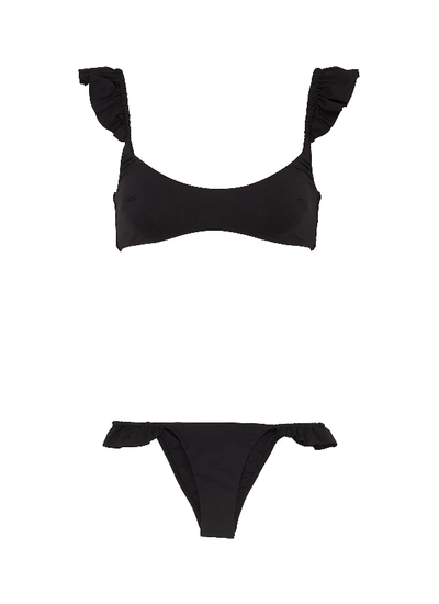 Shop Zimmermann 'bonita' Frill Shoulder Bikini In Black