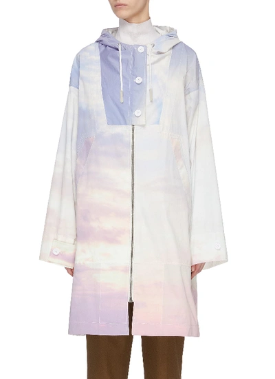 Shop Yves Salomon 'bachette' Sky Dye Zip Windbreaker Coat In Multi-colour