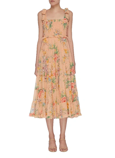 Shop Zimmermann 'zinnia' Tiered Floral Print Sundress In Multi-colour