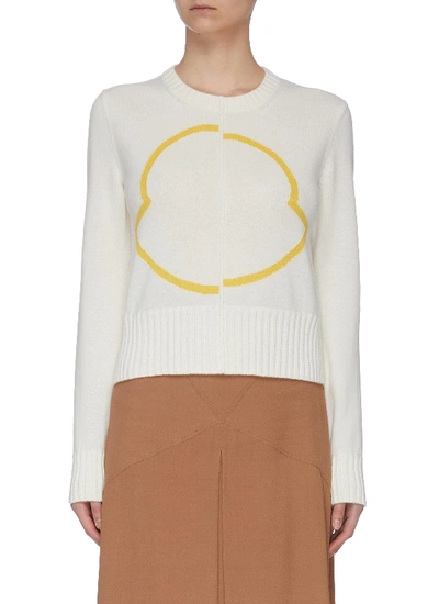 Shop Moncler Abstract Logo Outline Sweatshirt In Neutral