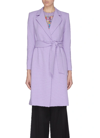 Shop Alice And Olivia 'irwin' Notch Lapel Belted Long Coat In Purple