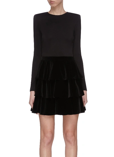 Shop Alice And Olivia 'jalen' Tiered Mini Dress In Black