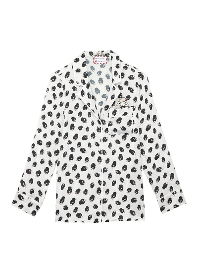 Shop Alice And Olivia X Morgan Lane 'kier' Stace Face Pajama Top In Multi-colour,white