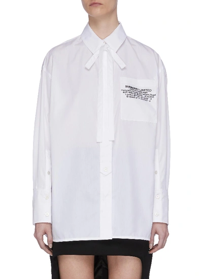 Shop Burberry Location Print Pocket Oversized Shirt In White