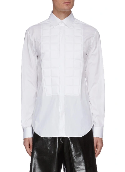 Shop Bottega Veneta Quilted Panel Poplin Shirt In White