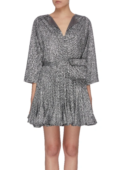 Shop Rhode 'ryan' Fluted Hem Mini Dress In Metallic