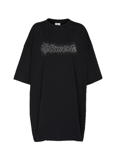 Shop Vetements Logo Embroidered Bling Bling Oversized T-shirt In Black